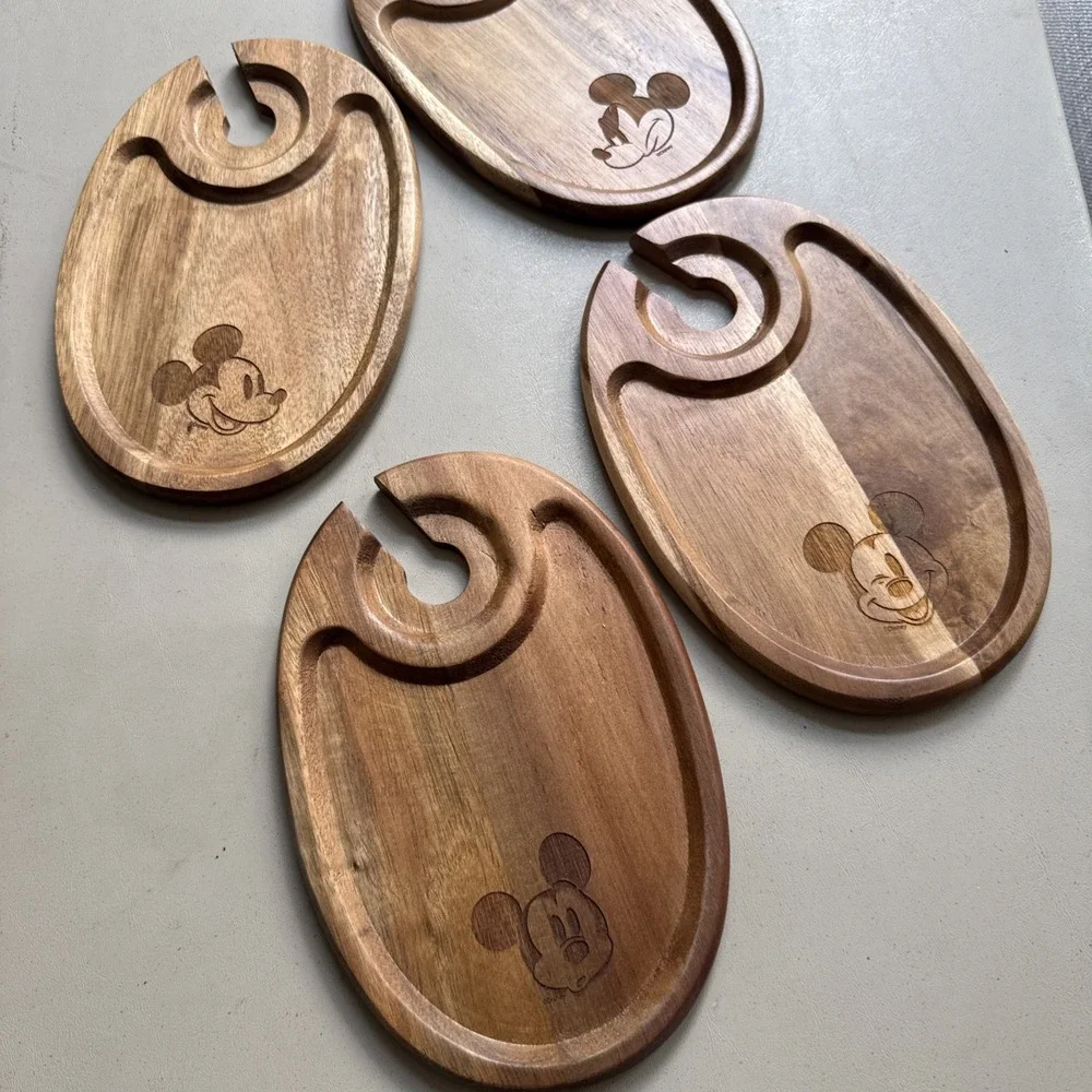 Acacia Disney Mickey Mouse Set‎ Of 4 Appetizer Wooden Serving Trays